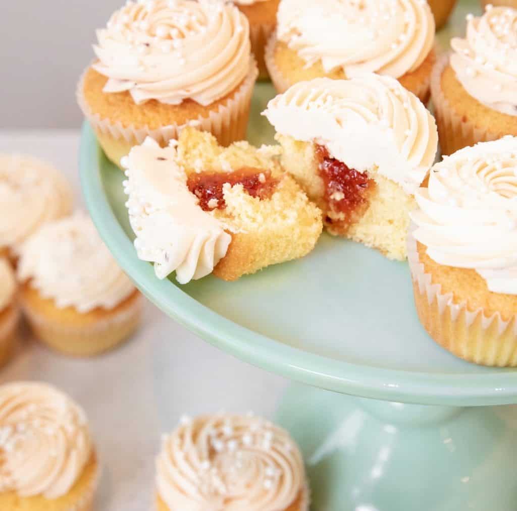 vanilla elderflower and gooseberry cupcakes