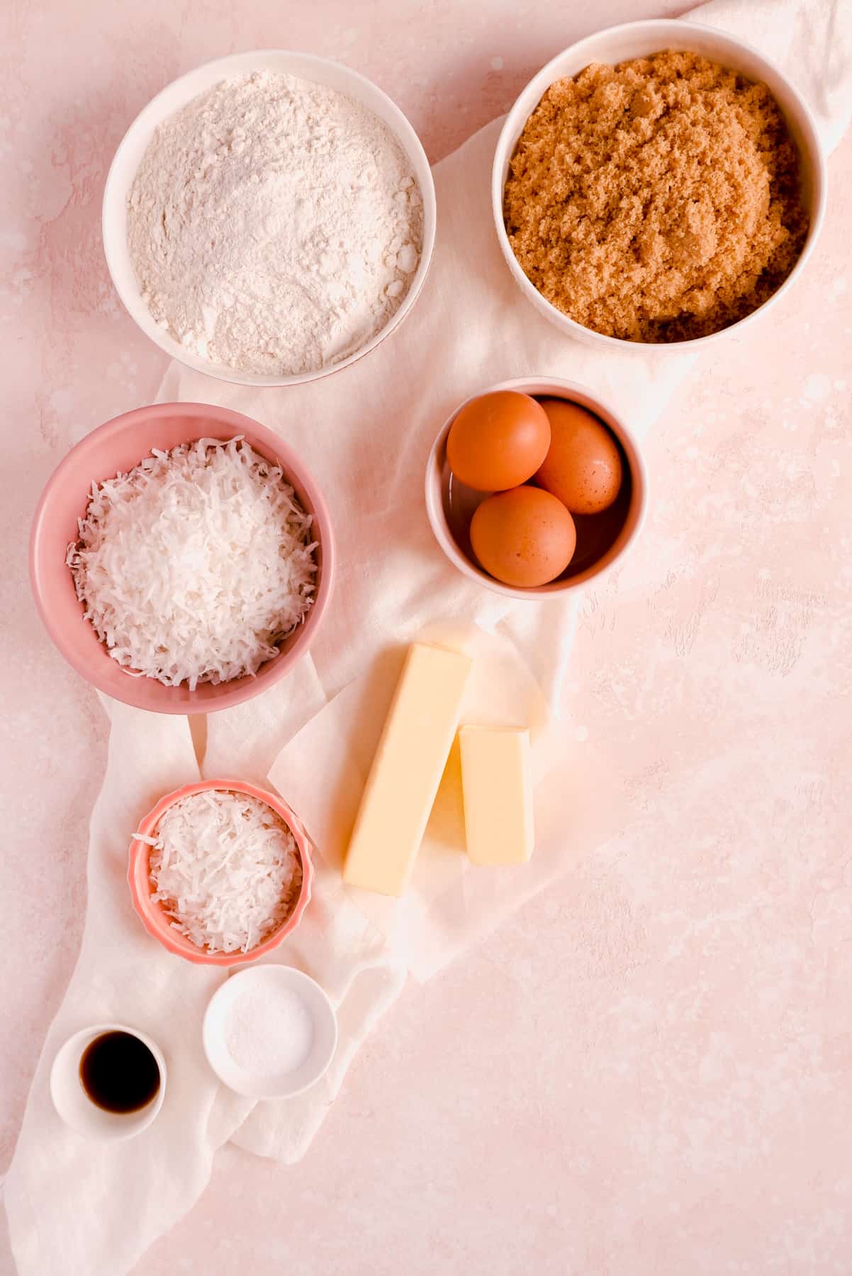 butterscotch bar ingredients in bowls