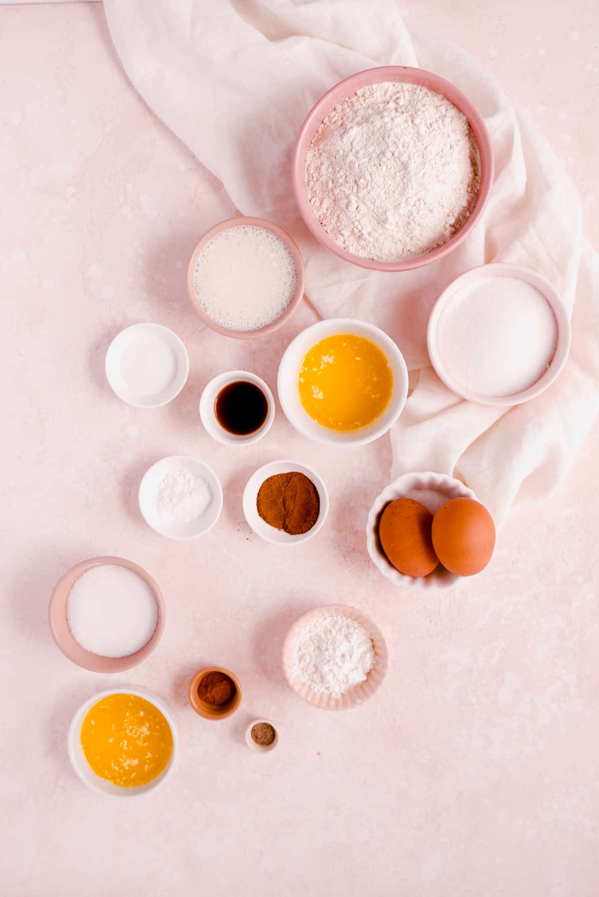 Cinnamon Donut Muffins ingredients in bowls