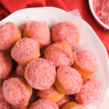 a pile of Strawberry Jam-Filled Donut Muffins
