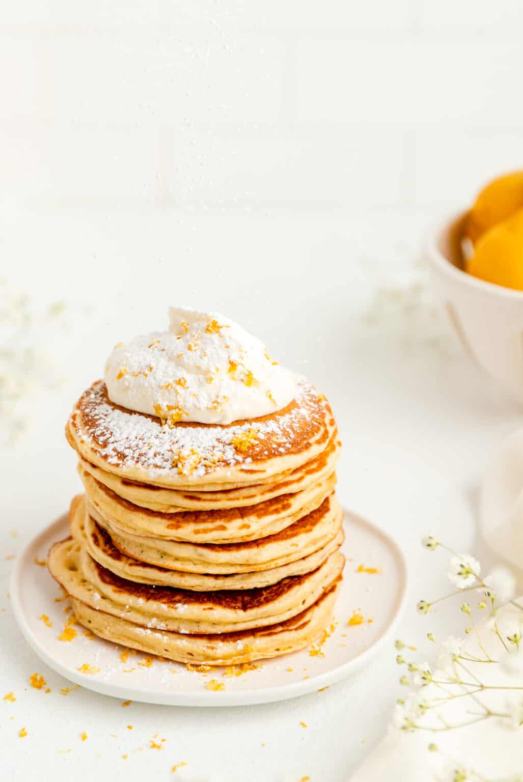 Easy Fluffy Lemon Pancakes (with lemon whipped cream!) M+M Kitchen