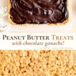 Pinterest graphic for rice krispie peanut butter treats.