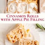 Pinterest graphic for apple pie cinnamon rolls.