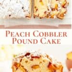 peach cobbler pound cake pinterest graphic.
