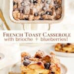 brioche french toast casserole pin graphic.
